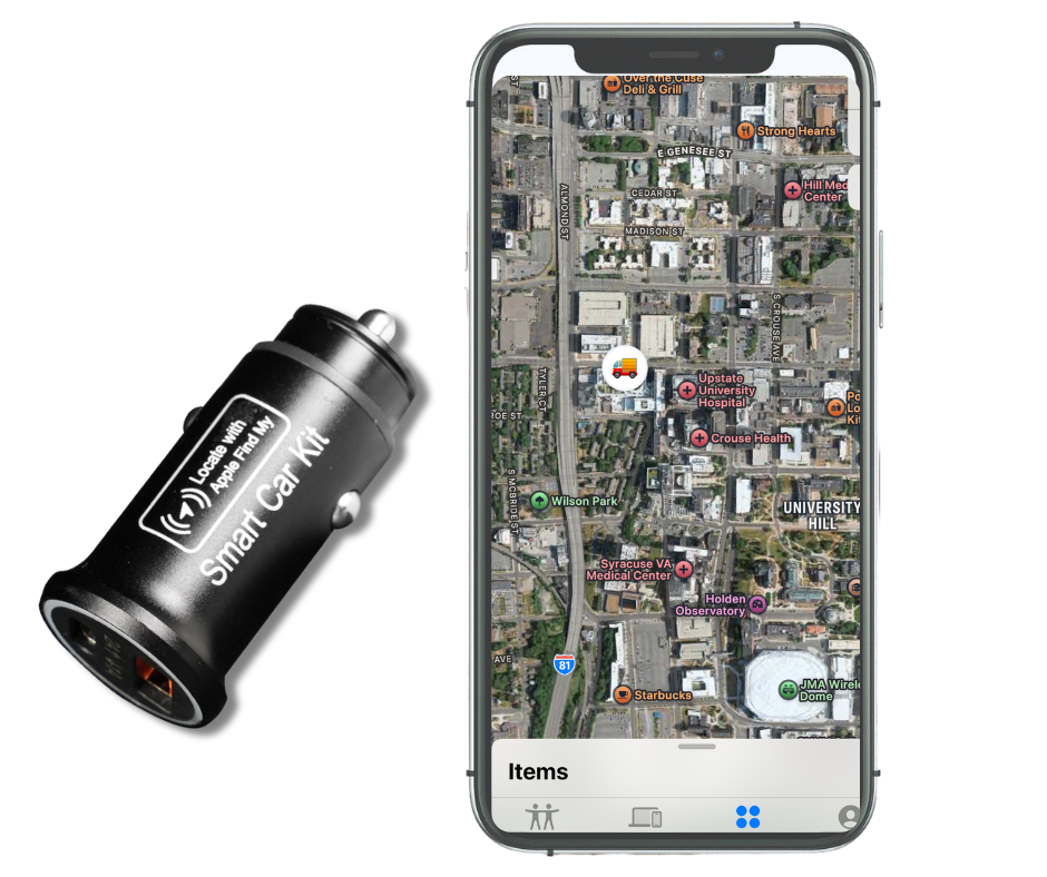 Smart Car Charger Cigarette Lighter Adapter,Apple Certified Anti-Loss Device,Dual USB Type-C Fast Charging,Precise Navigation ,Find My Compatible