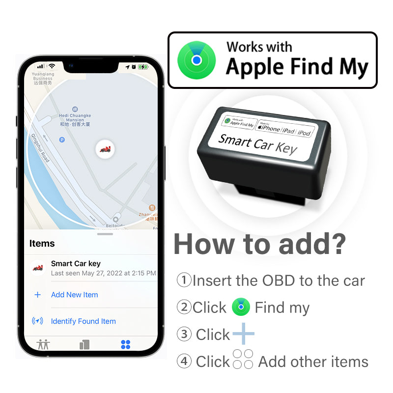 AP100 Smart Car Key integrated with Apple Find My network